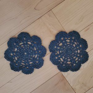 Round Hand Made Crocheted Doilies Set of 2